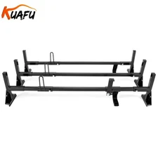 750LBS Fullsize Van 3 Bar Ladder Roof Rack Set For Ford Chevy Express GMC Savana