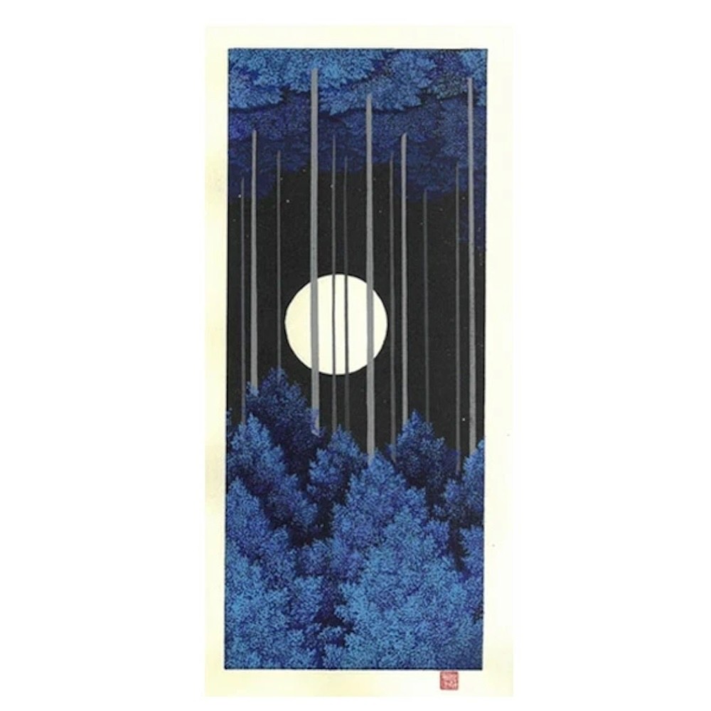 Teruhide Kato Blue Moon Woodblock print Later Printing