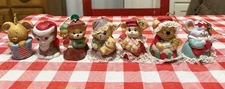 (7) Vtg.JASCO-Taiwan”Caring Critter/L’il-Chimers”Bisque Porcelain Bell Ornaments