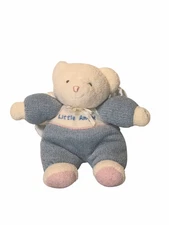 Vintage Soft Dreams Little Angel Teddy Bear Rattle Wings Knit Lovey Plush Toy 8"