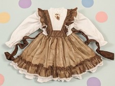 VTG Martha  s Miniatures Brown Cream Polka Dot Sheer Ruffle Lace Dress Size 5-6 