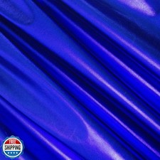 FabricLA | Royal Blue Polyester Fabric | Metallic Foil Lame Spandex Material 