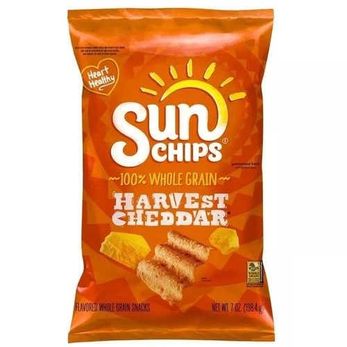 SunChips Whole Grain HARVEST CHEDDAR Real Snacks 4 Bags Wavy Sun Chips 7oz