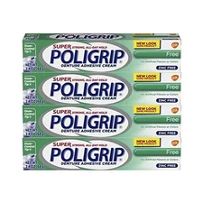Super Poligrip  Denture Adhesive Cream Free Formula  4 Count New Confidence