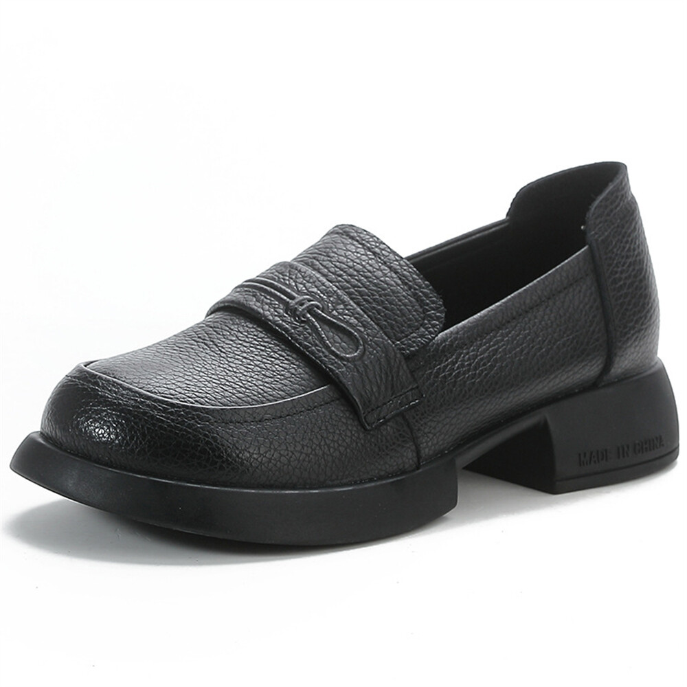 Women's Cow Leather Vintage Shoes Thick Bottom Causal Slip Women's Cow Leather Vintage Shoes Thick Bottom Causal Slip