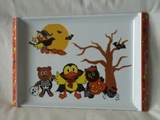 Halloween Tray Melamine Wares Spooky Hallow Costumed Anthropomorphic Animals