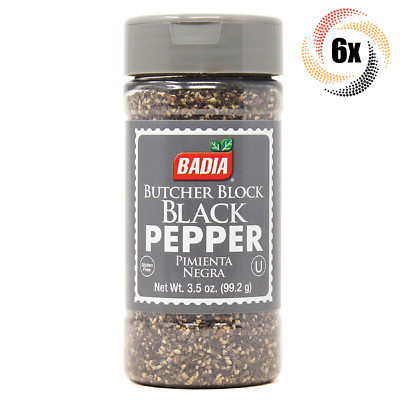 6x Shakers Badia Butcher Block Black Pepper Seasoning | 3.5oz | Pimienta Negra