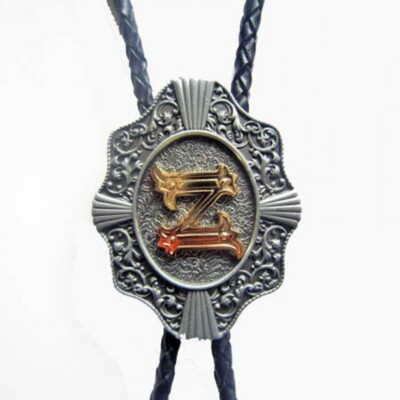 Western Bolo Tie mit Buchstabe Z, 24 ct Goldauflage, Bolotie