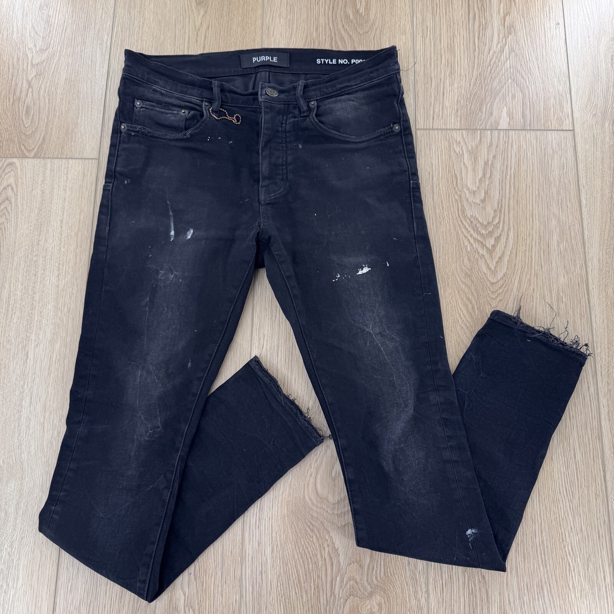 Purple brand スキニーデニム　ブラック　30 Purple Brand Mens Sz 30 x 31 Paint Splatter Jeans Black