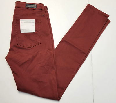 New $215 AG JEANS The Prima Women's 26x30 Cigarette Sangria Red STRETCH  SATEEN