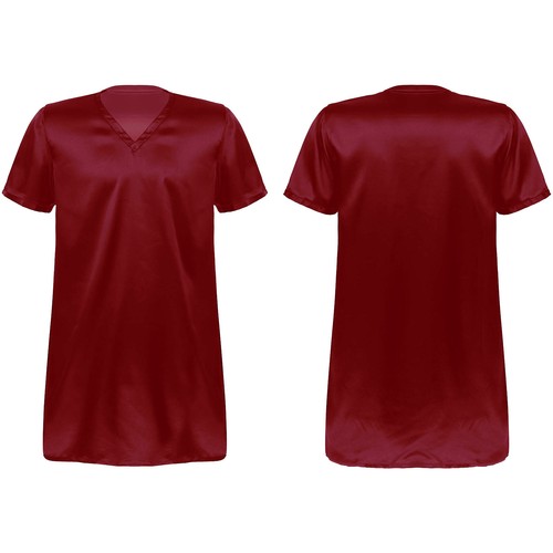 Hombres Mujeres Camisón Color Sólido Ropa de Dormir Pijama Ropa de Noche Lados Dividido Suave - Imagen 14 de 73