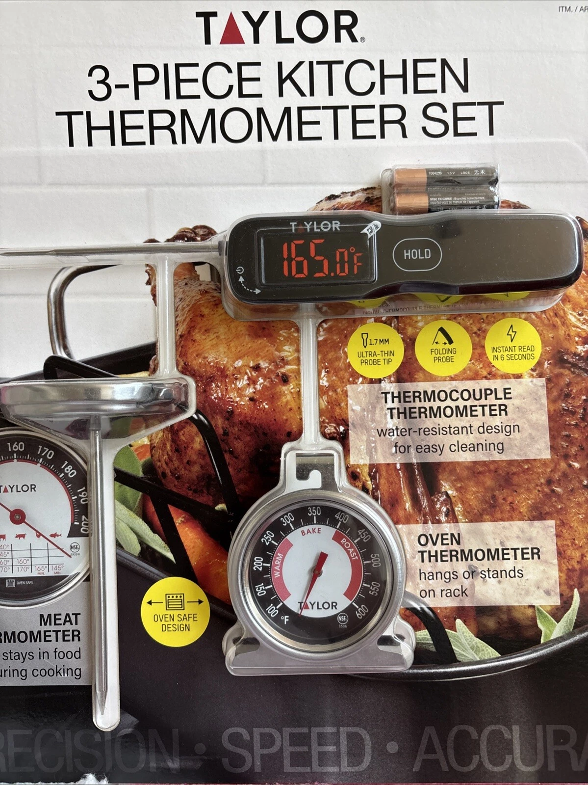TAYLOR 3-Piece Kitchen Cooking Thermometer Set Meat Oven Thermocouple Water Resi