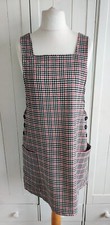 URBAN OUTFITTERS  Black Cream Red Plaid Check  Side Button Pinafore Dress Size L