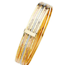 NEW 14K TRI COLOR GOLD 7 DAY SOLID BANGLE