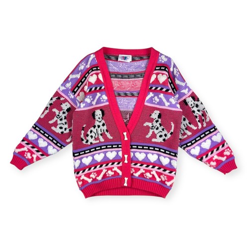 Heartworks VTG Girls Knit Dalmatian Cardigan Sweater Fairy Kei Kawaii L 14