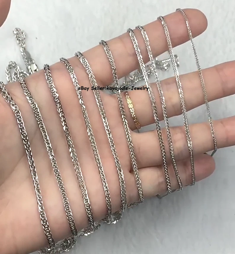 Collar de eslabones de trigo de platino puro 950 PT950 cadena hombres mujeres 1,2 mm-3,5 mm 16-24 pulgadas Foto 3 de 4