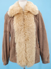 VTG Women's 70s Ms. Pioneer Light Brown Suede Sherpa Trim Jacket Sz S/M 1970s