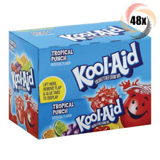 Full Box 48x Packets Kool-Aid Tropical Punch Soft Drink Mix  Caffeine Free 