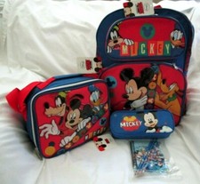 DISNEY MICKEY MOUSE&FRIENDS 16" BACKPACK,LUNCHBOX,PENCIL CASE,& STATIONARY-NEW!