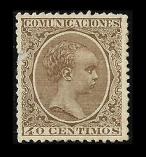 Sello España.1889-1901 Alfonso XIII. Tipo Pelón.Edif.Nº 223.40c castaño. Nuevo. 