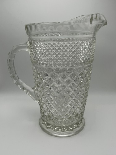 Vintage Wexford Anchor Hocking Crystal Glass Pitcher Diamond Pattern Used - Picture 4 of 6