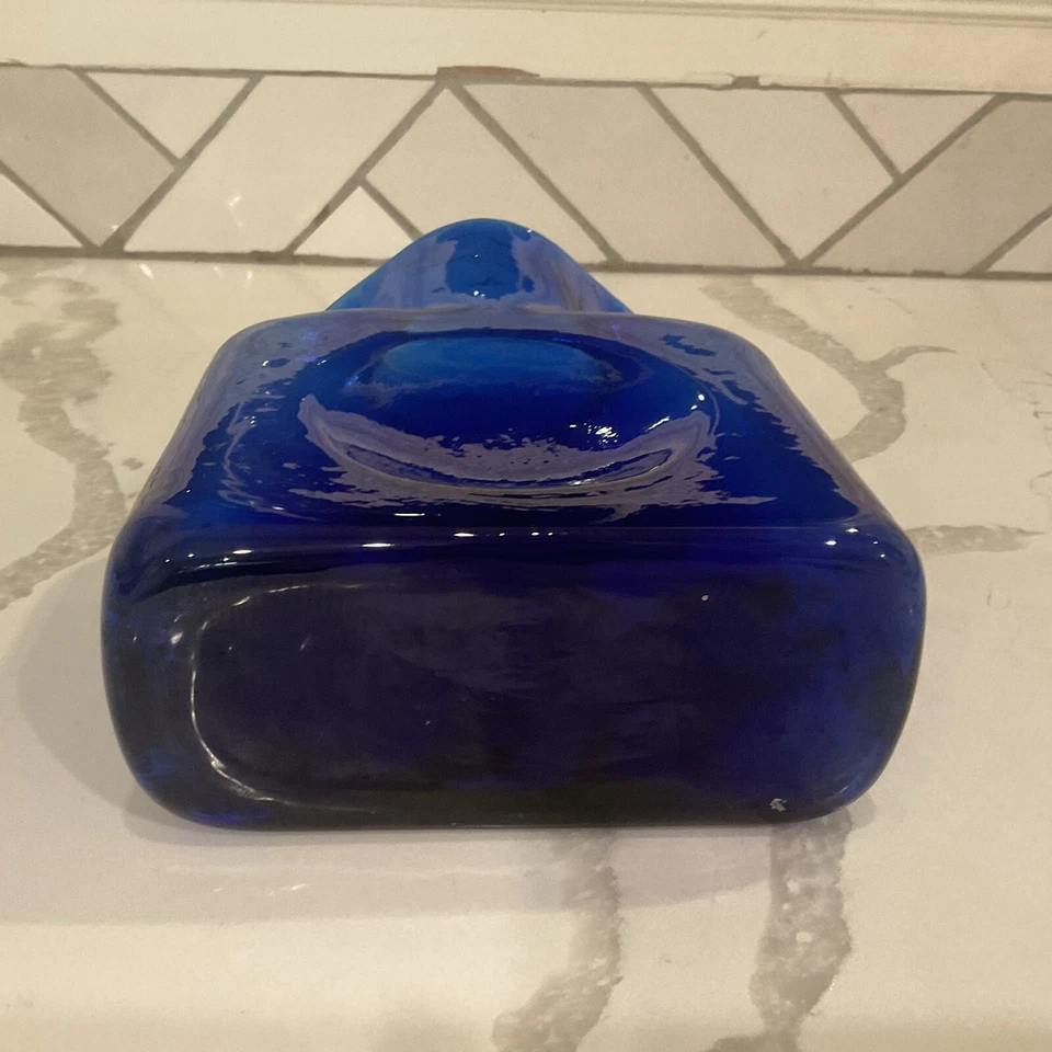 BLENKO Vintage 384 Glass Cobalt Double-Spout Water Pitcher Vase - Image 4 of 4