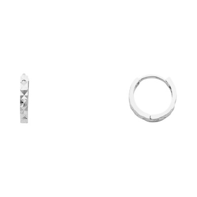 Gold 14K Weißgold 2 mm Quadratische Röhre Huggies Ohrringe