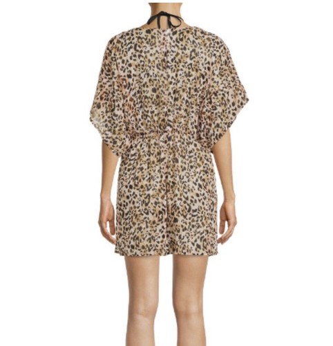 Time and Tru Tan Leopard Print Short Sleeve Swimsuit Cover Up Size Small 4-6 NEW - Picture 14 of 14