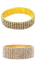 Fashion crystal rhinestone stretch bracelet wedding bridal bangel gold 4/7