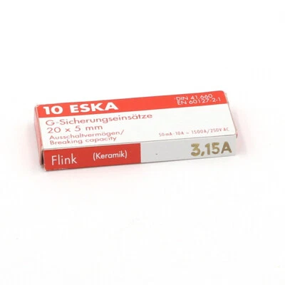 ESKA Fusible céramique 5x20 - Rapide (F) 3.15A/250V (10 Fusibles)