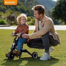 NEW 5-in-1 Tricycle for Kids Toddlers 1-4 Years, Adjustable Folding Balance Bike