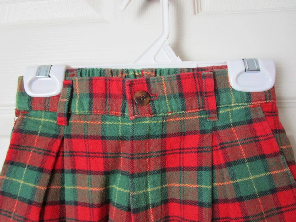 复古 Kitestrings 男孩尺寸 4 红色、绿色、黑色法兰绒裤子圣诞假期 — 第 2/4 张图片