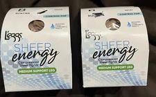 Lot of 2 L’Eggs Sheer Energy Control Top Pantyhose B Suntan, Nude NIB