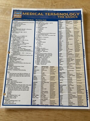 Medical Terminology The Basics Quickstudy Academic Fold Out Laminated