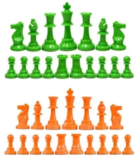 Staunton Triple Weighted Chess Pieces – Set 34 Neon Green & Orange - 4 Queens