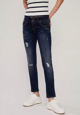LTB Jeans Molly M Slim Mid Rise Destroyed Blau Used Skinny Denim Stretch Hose