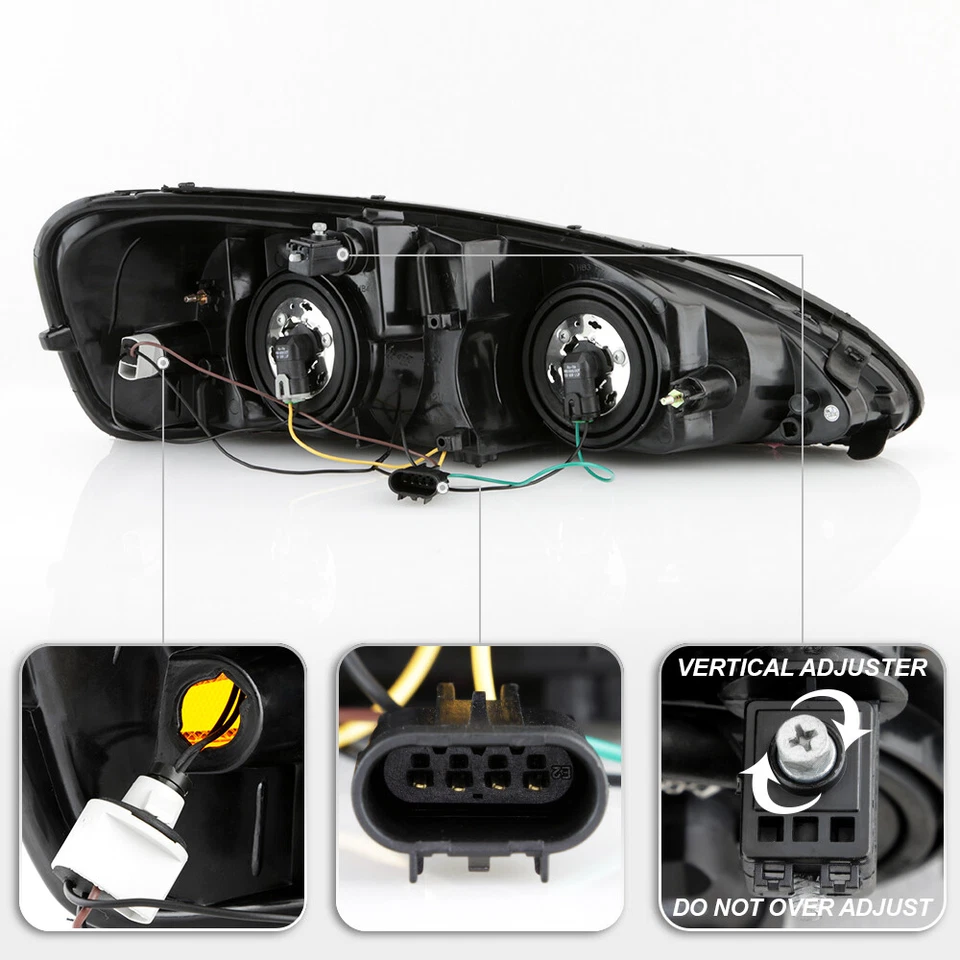 2004-2008 Pontiac Grand Prix Black LED Tube Headlights Headlamps Pair Left+Right - Image 4 of 4