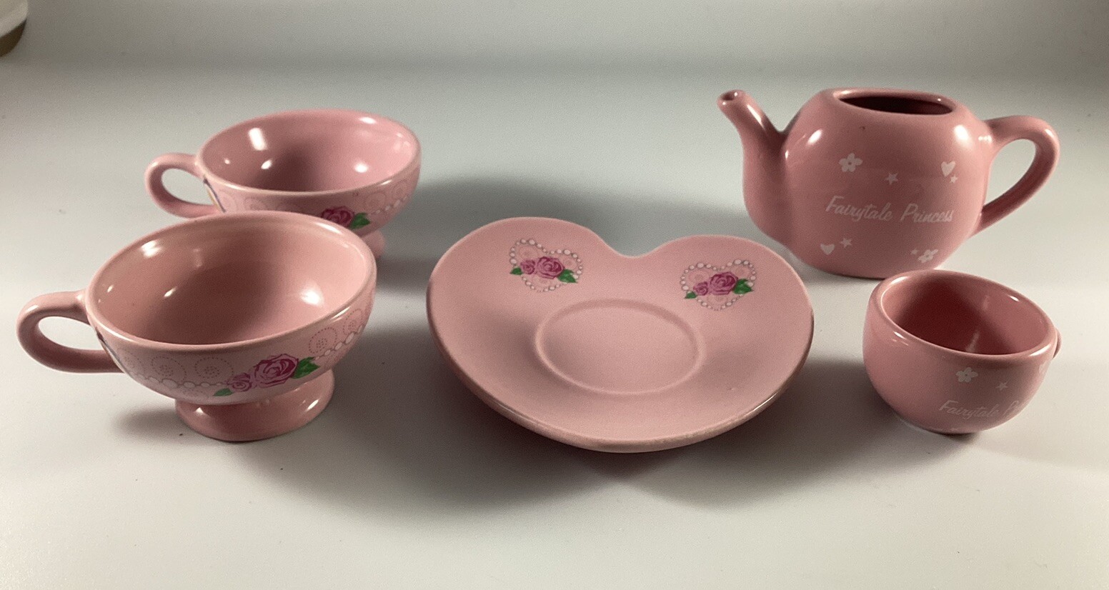 Disney Princesses Pre-Owned BonBon Buddies “What Kids Want” 5 Pc Pink Tea Set