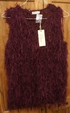 Elam Soft Furry Fuzzy Purple Sleeveless Sweater Top womens size Medium, NEW