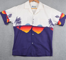 Vintage 70s Shoreline Hawaiian Shirt Mens Large Single Stitch Surfer