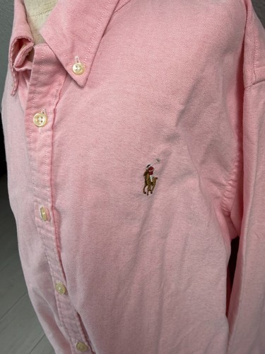 Ralph Lauren Slim Fit Pink Oxford 100% Cotton Long Sleeve Unisex Large 12 - Picture 2 of 5