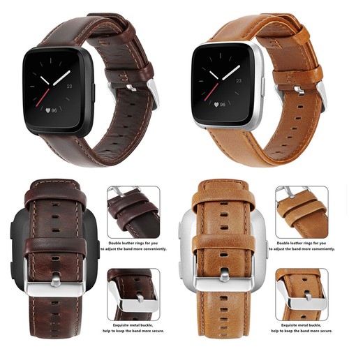 New For Fitbit Versa 4 3/Sense/Versa Genuine Leather Watch Wrist Band Bracelet - Picture 1 of 37