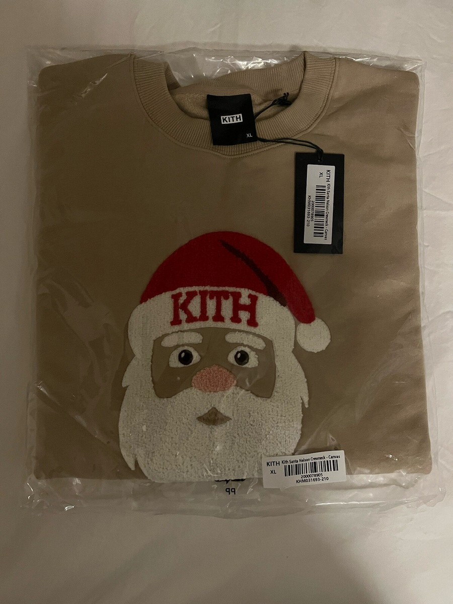 KITH Kithmas 2023 Santa Nelson Crewneck Sweatshirt in Canvas KITH Kithmas 2023 Santa Nelson Crewneck Sweatshirt in Canvas