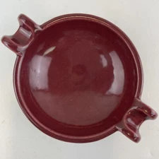 Vtg Art Deco Burgundy Ceramic Ashtray Trinket Dish ABCO 1950s USA No 50 MCM