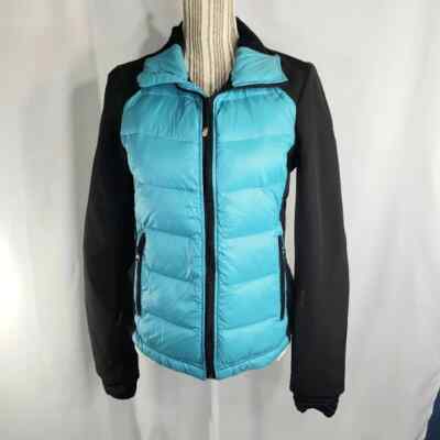 Halifax Traders Aqua Black Down Puffer Jacket Size Medium