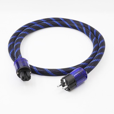 HIFI Copper Audiophile Power Cord Cable AC Mains Power Cable EU US Plug Rhodium