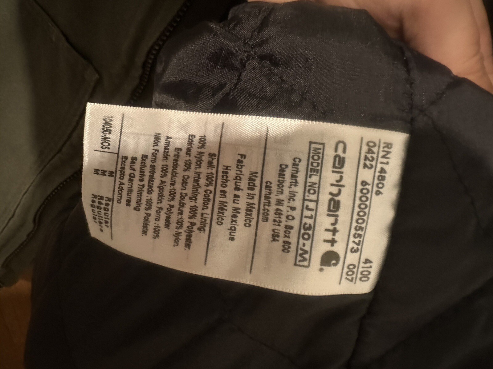 Carhartt Moss Active Jacket Size Medium