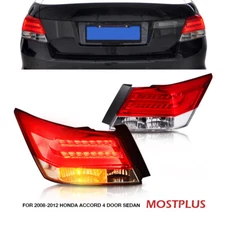 Set of 2 Red LED Rear Brake Tail Lights for Honda Accord 2008-2012 4 Door Sedan