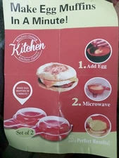 2 sets of KITCHEN CLASSICS 2pc Microwave Egg Muffins Cooker in a Minute