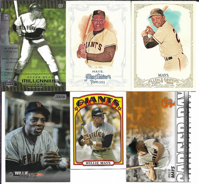 Willie Mays 6 Card Lot with Inserts & Mini Millennium Team NM
